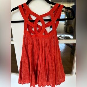 Free People Red Strappy Tank Top